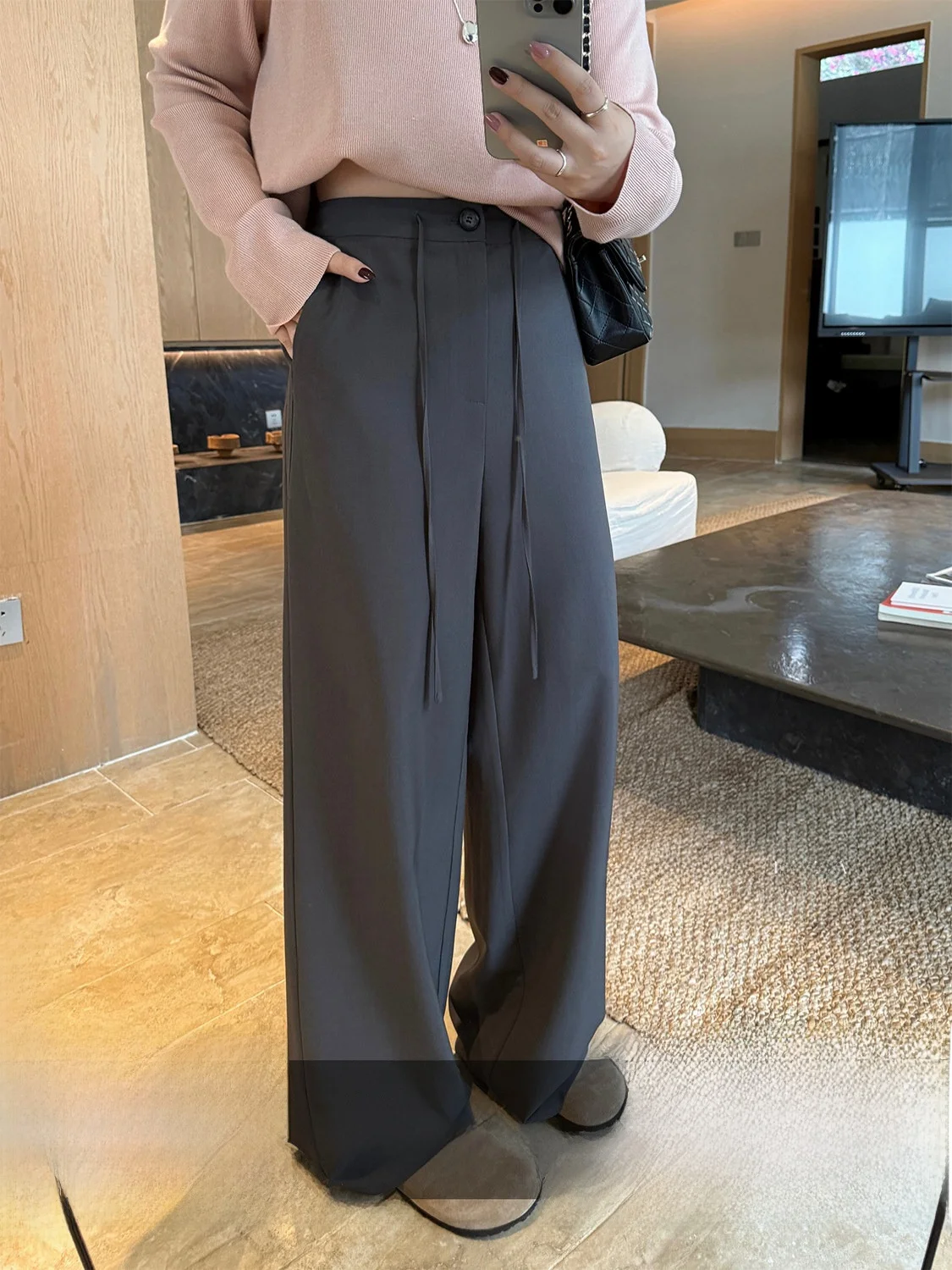 

plus Size Women's High Waist Drapey Straight Leg Long Pants Korean Sle Casual Trousers for Plump Sister Commute Faion