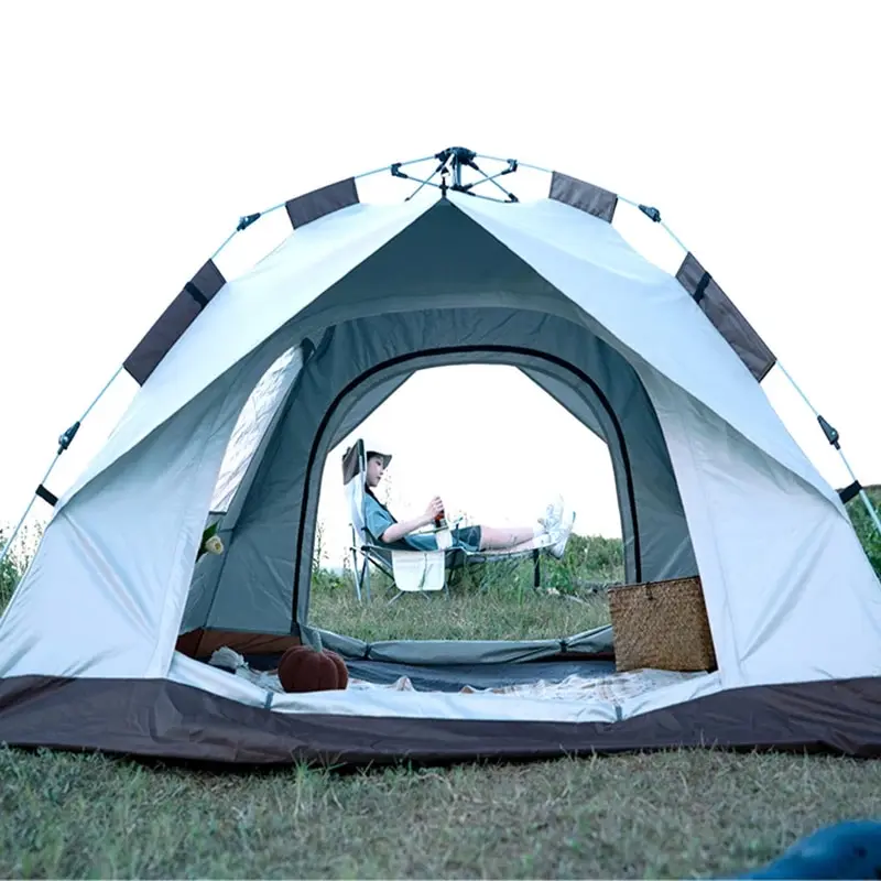 Outdoor With Windows Tent Fully Automatic Quick Opening Tent 3-4 Person Self Driving Camping Tent Rain Proof Sun Proof Portable