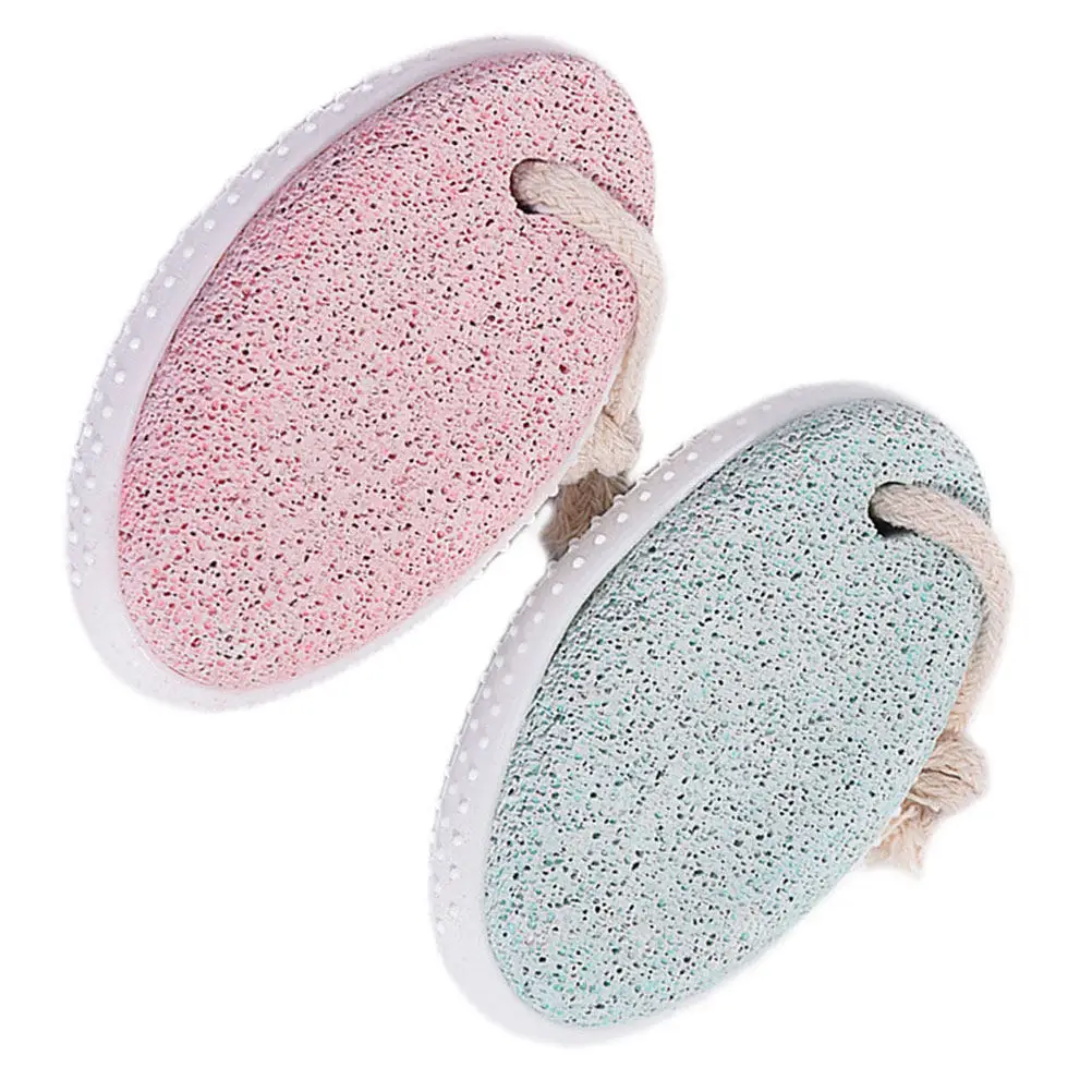 2Pcs Hanging Rope Pumice Stone Foot Exfoliator Oval Shape Dead Skin Remover Callus File Pedicure Foot Care Scrubber