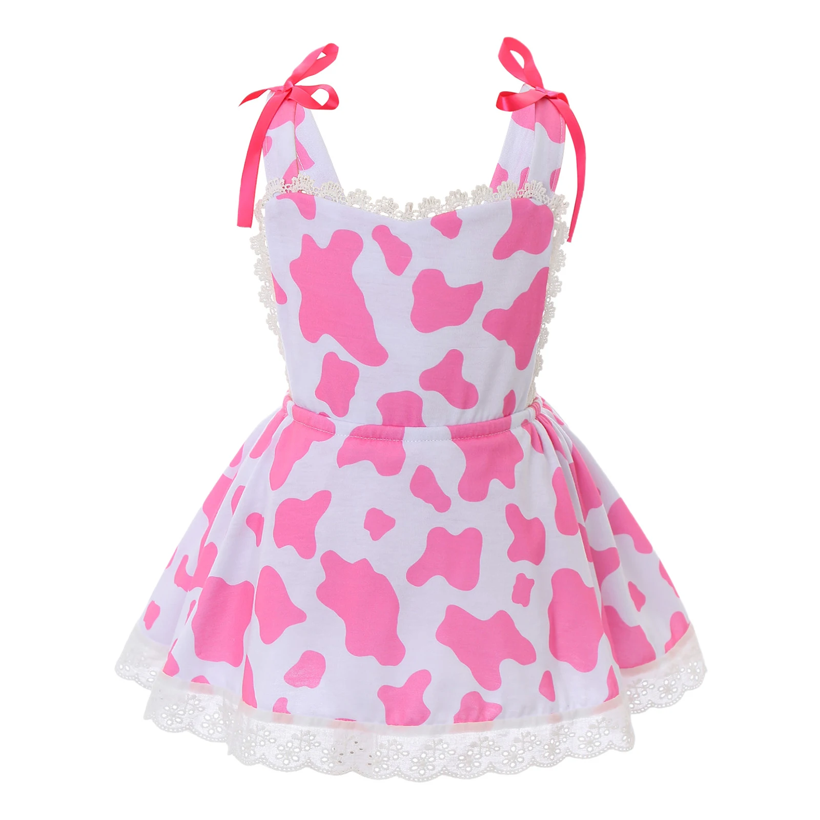 Baby Girls Cow Print Cute Tulle Tutu Romper Dress Sleeveless Backless Summer Dress for Birthday Party Cake Smash Photo Shoot