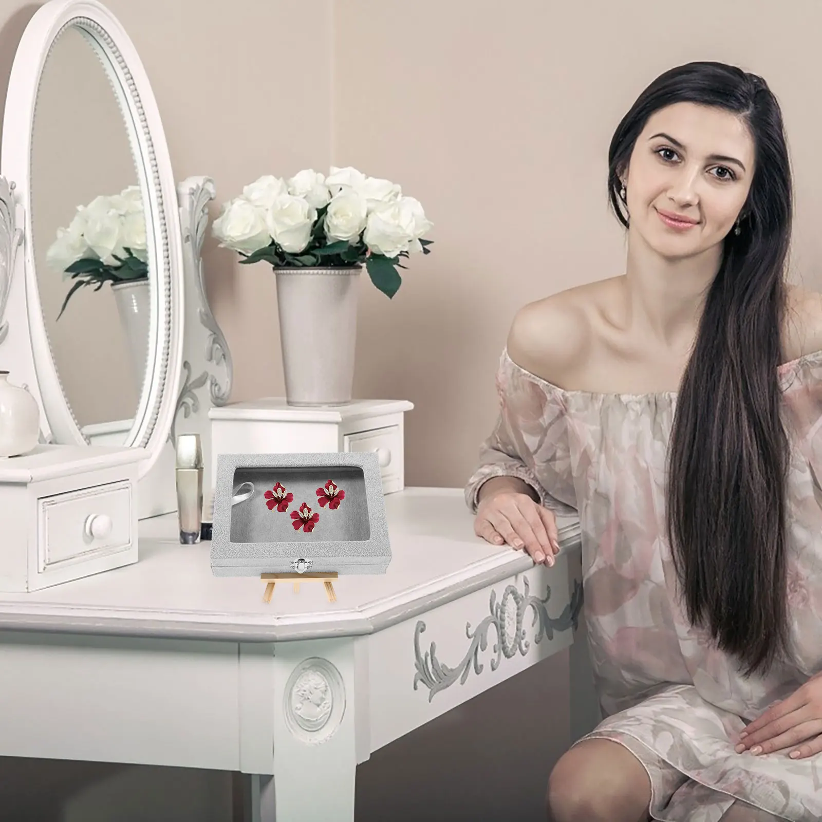 

1Set Small Jewelry Display Box for Brooch Pin Ring Earring Storage Clear Window Case Compact Organizer Space Saving Gift Idea