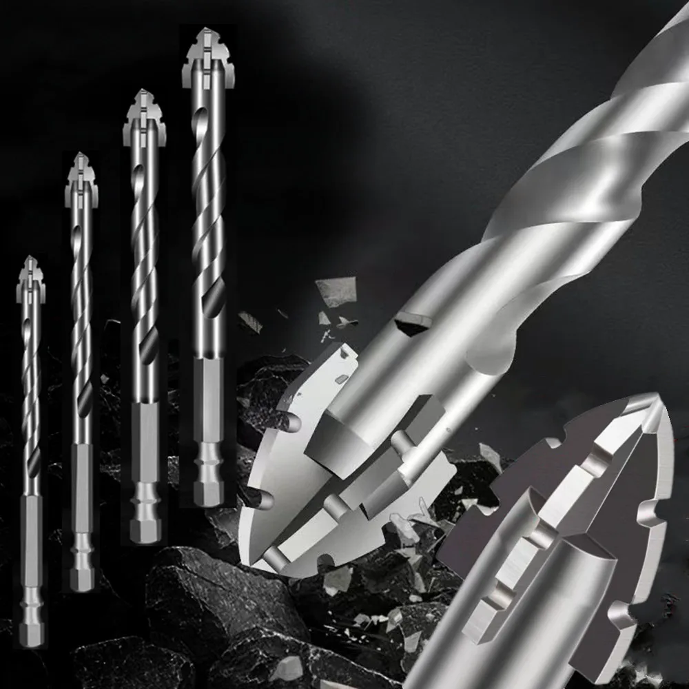 6/8/10/12 Hex Masonry Drill Bits 1/4 Shank Titanium Steel Metal Cross Drill For Glass Ceramic Concrete Brick Hard Drill Bit Tool