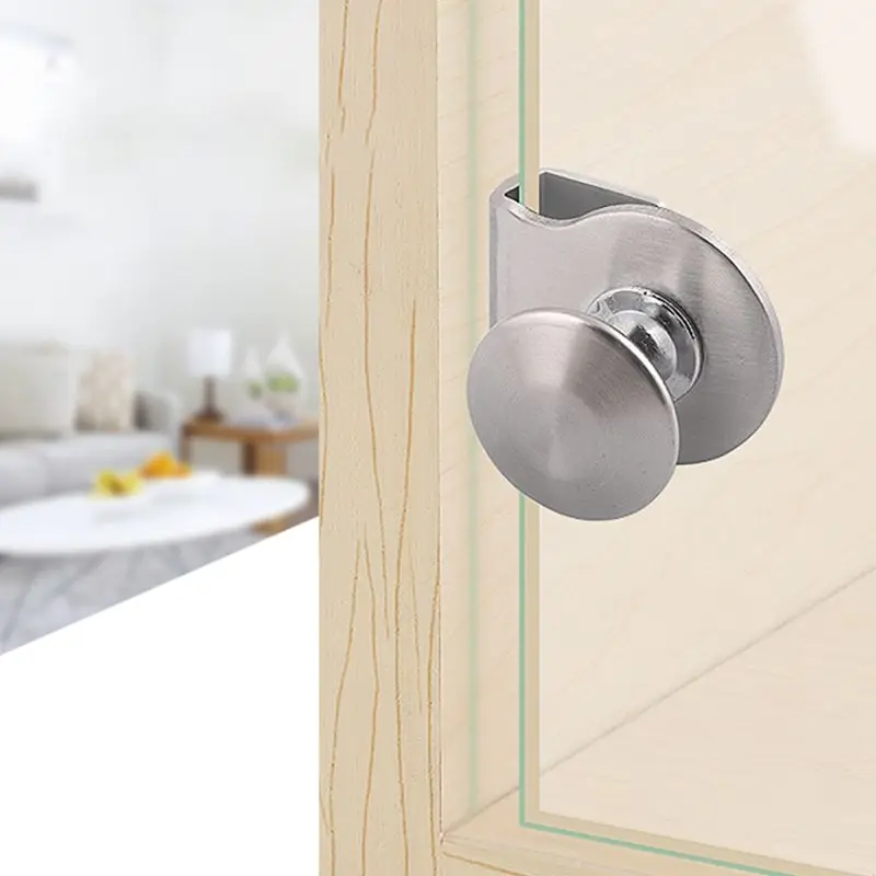 Stainless Steel Glass Door Pulls Furniture Cabinets Drawer Clips Pull Knob Household Hardware Kitchen Cupboard Glass Door Knob
