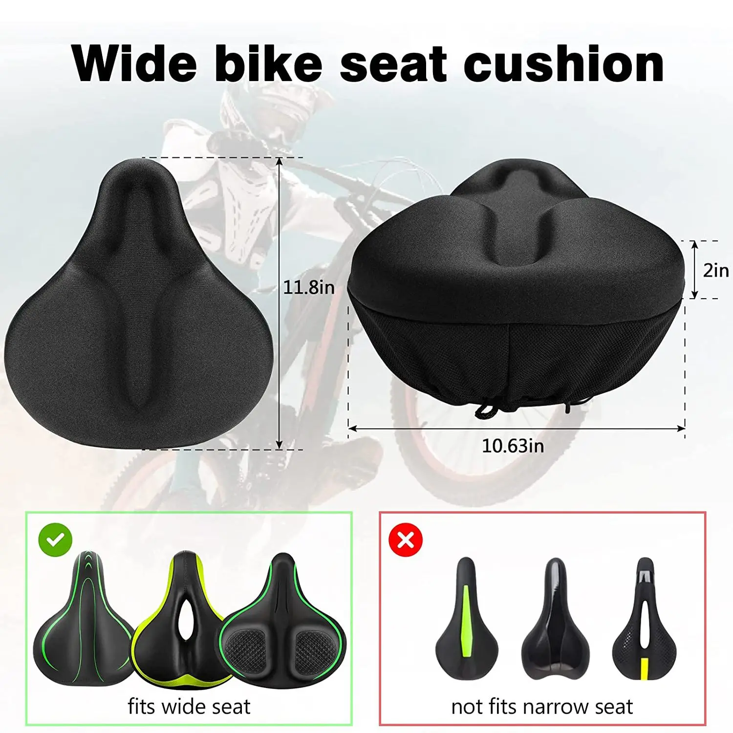 Cojín de asiento de bicicleta, funda de asiento de bicicleta para asiento de bicicleta y bicicleta de ejercicio, para Cruiser, asientos de bicicleta estacionarios