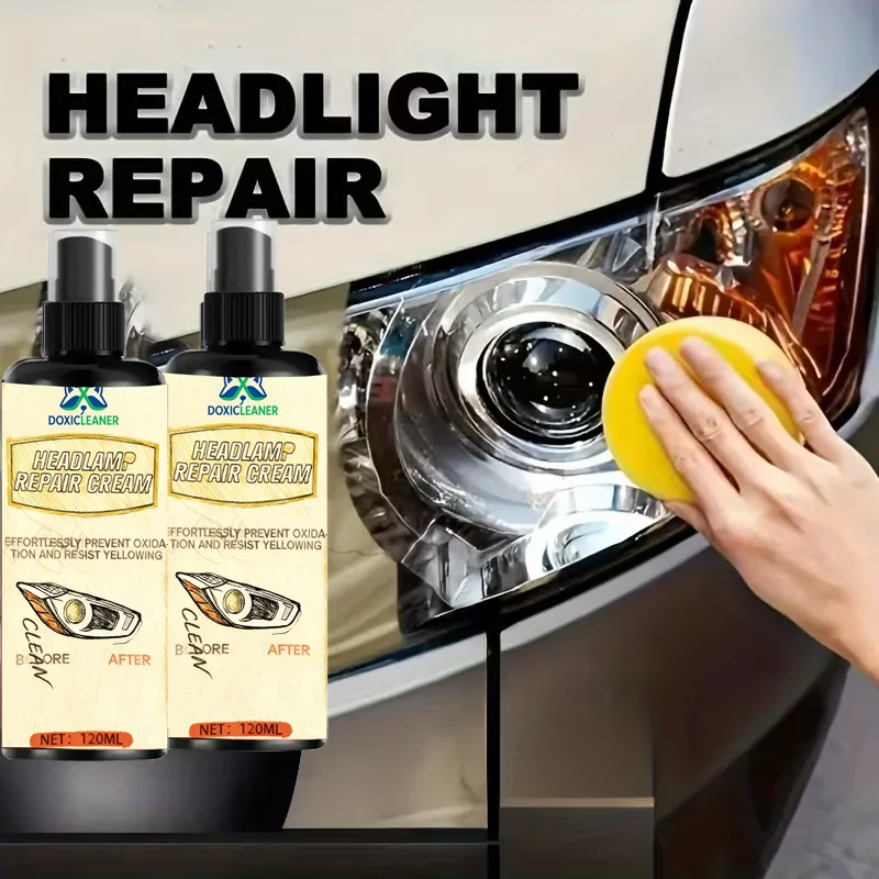 Professional car headlight repair paste - Easy-to-use car light maintenance kit, restore oxidized, yellowed, and blurry headligh