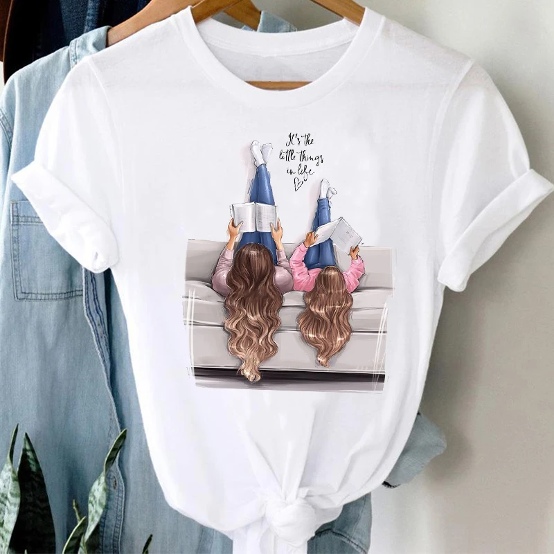 T-shirts Women Printing Cartoon 90s Style Boy Son Sweet Mom Mother Mama Trend Graphic Tshirt Top Lady Print Travel Tee T-Shirt