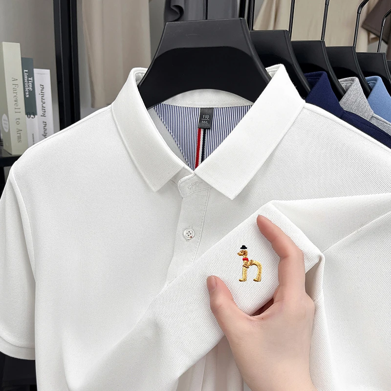 Brand Design Men's Polo Shirt Lapel Short Sleeve T-Shirt Summer New Exquisite Dog Embroider Fashion Business Handsome Men's Wear view 2