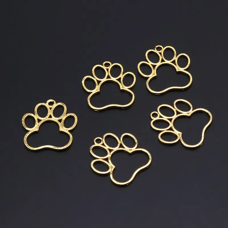 5Pcs Hollow Dog Footprint Frame Pendant Cabochon Base Setting for Key Frame Pendant Bezel Setting DIY UV Resin Charms