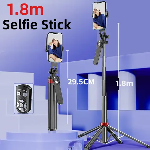 새로운 180cm 핸드 헬드 안정기 셀카 스틱 삼각대 Tiktok 용 Bluetooth 원격 브래킷이있는 확장 가능한 4 다리 플로어 스탠드