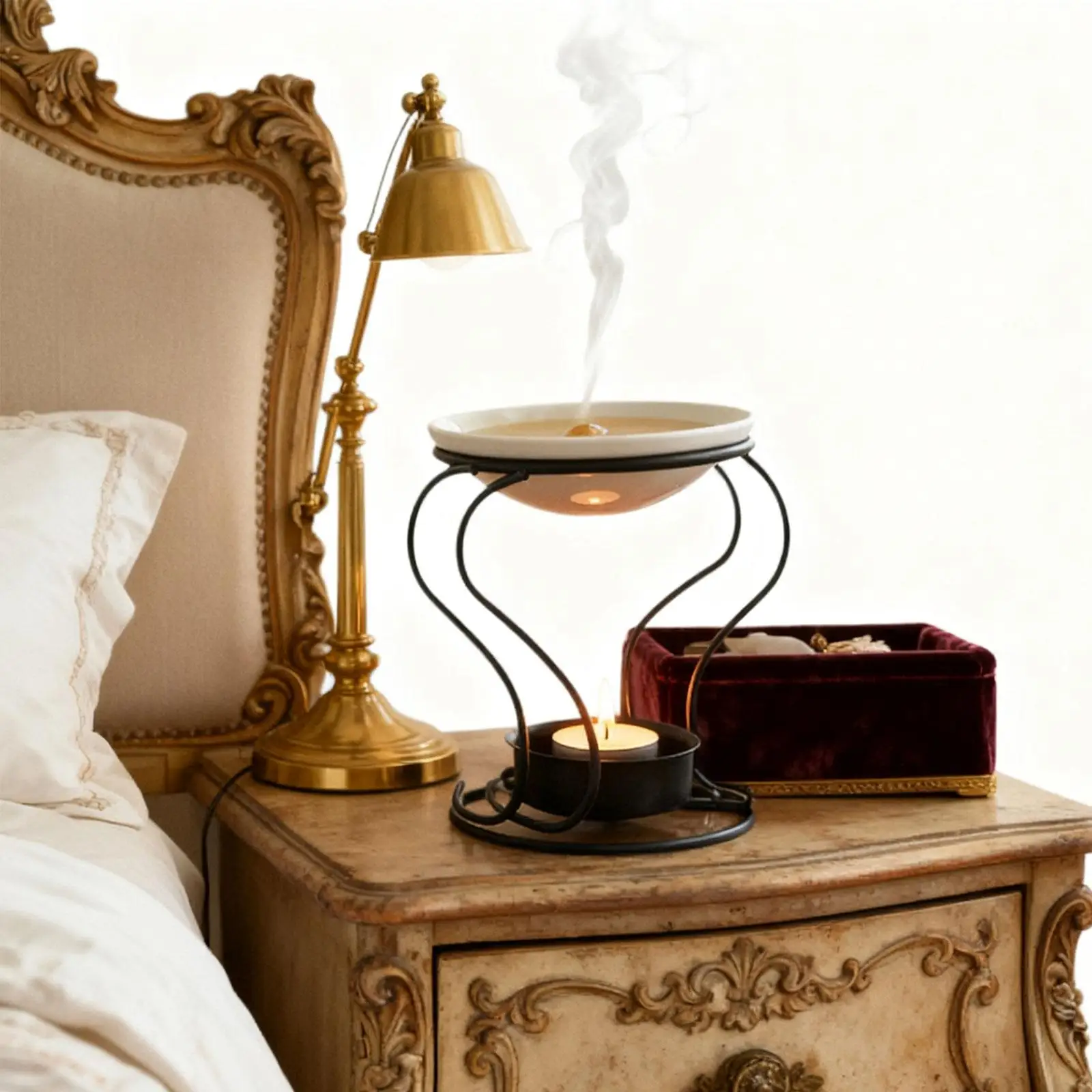 

Декоративная восковая горелка, ароматизатор с керамической тарелкой, свеча для чая