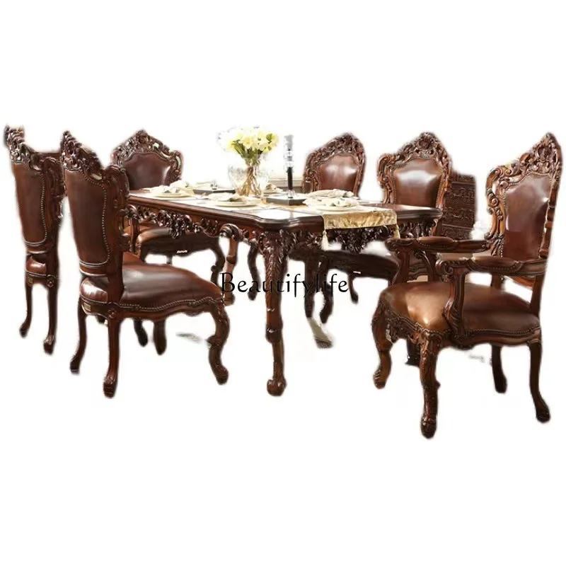 

American solid wood book chair leather office European home computer chair backrest with armrest