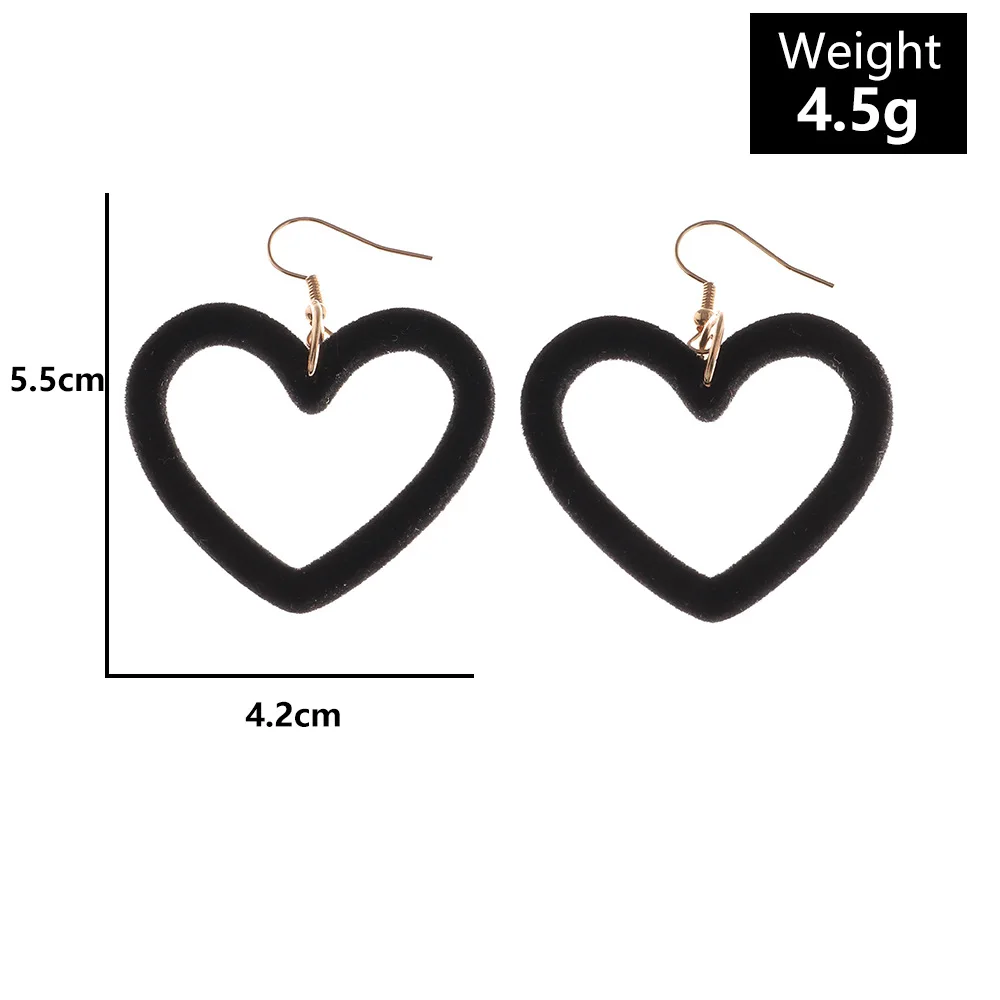 Fashion Cute Hollow Love Ear Hooks Simple Flocking Peach Heart Earrings for Women Sweet Girls Party Valentine\'s Day Jewelry Gift