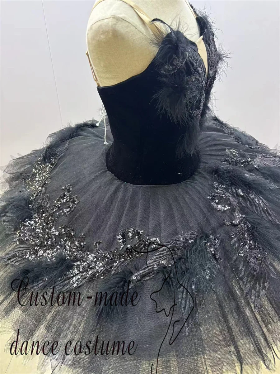 Professional Ballet Corset Pancake Ballerina Girl Professional ballet performance costume   Black Swan tutu