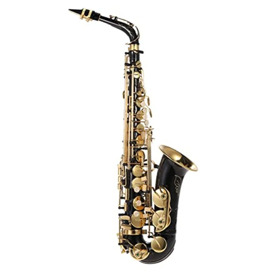 

Eb Alto Saxophone Brass Lacquered Gold E Flat Sax 82Z Key Woodwind Instrument with Cleaning Brush Cloth Gloves Strap Padded Cas