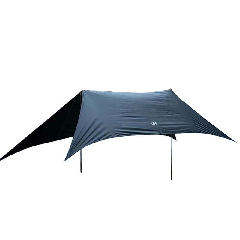 

Black Awning With Irons Poles Sun Shade Vinyl Awning Cover Outdoor Patio Lightweight Canopy for Camping