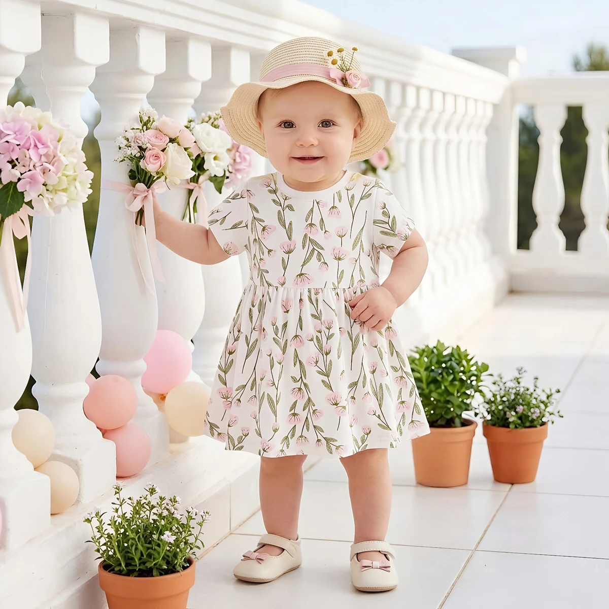 Lovely Baby Girls Flower Dress Summer Dress Beach Holiday Casual