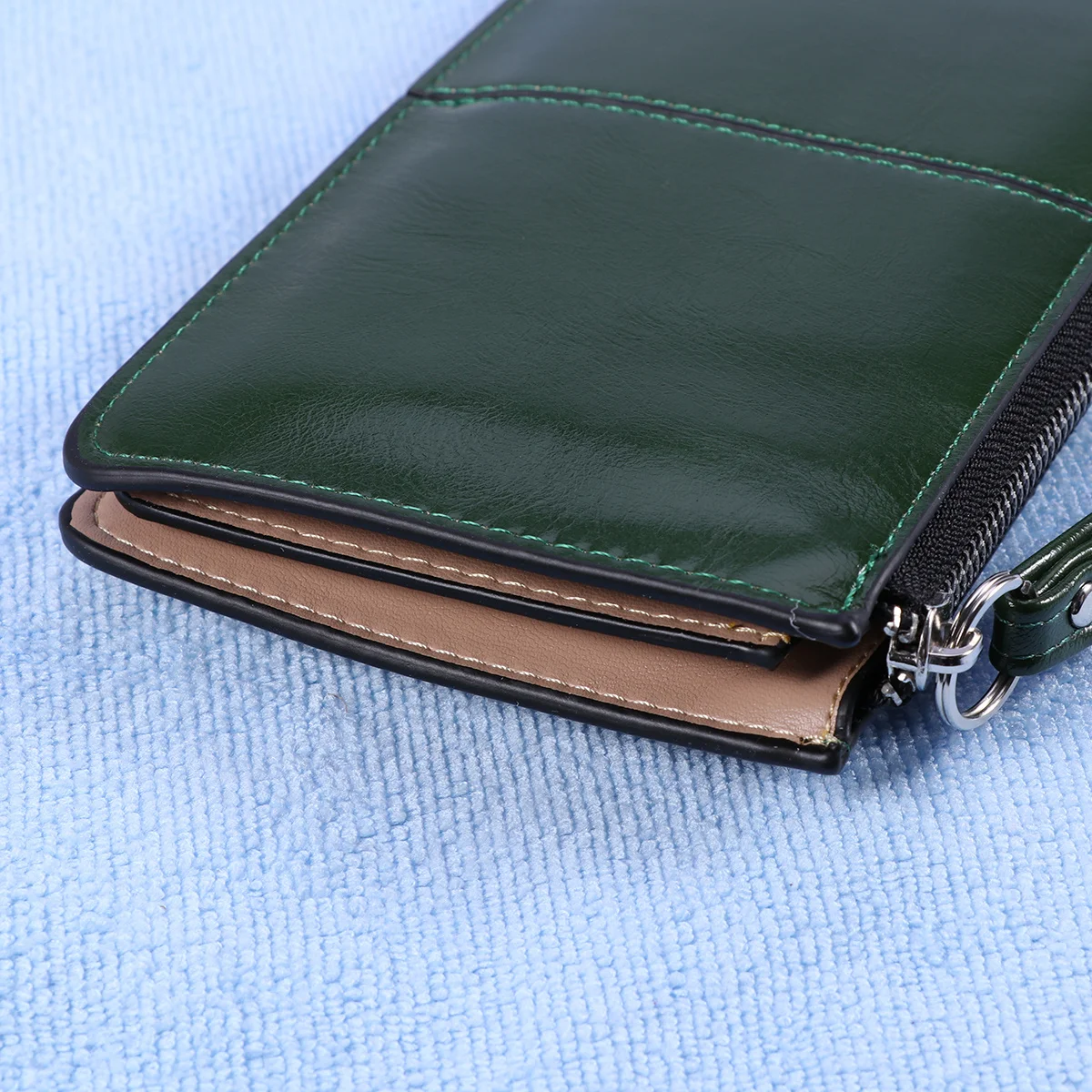 Women Wallet Dark Green Zipper Buckle Clutch Purse Mobile Handbag Hold High Capacity Envelope Bag Phone Case Secure
