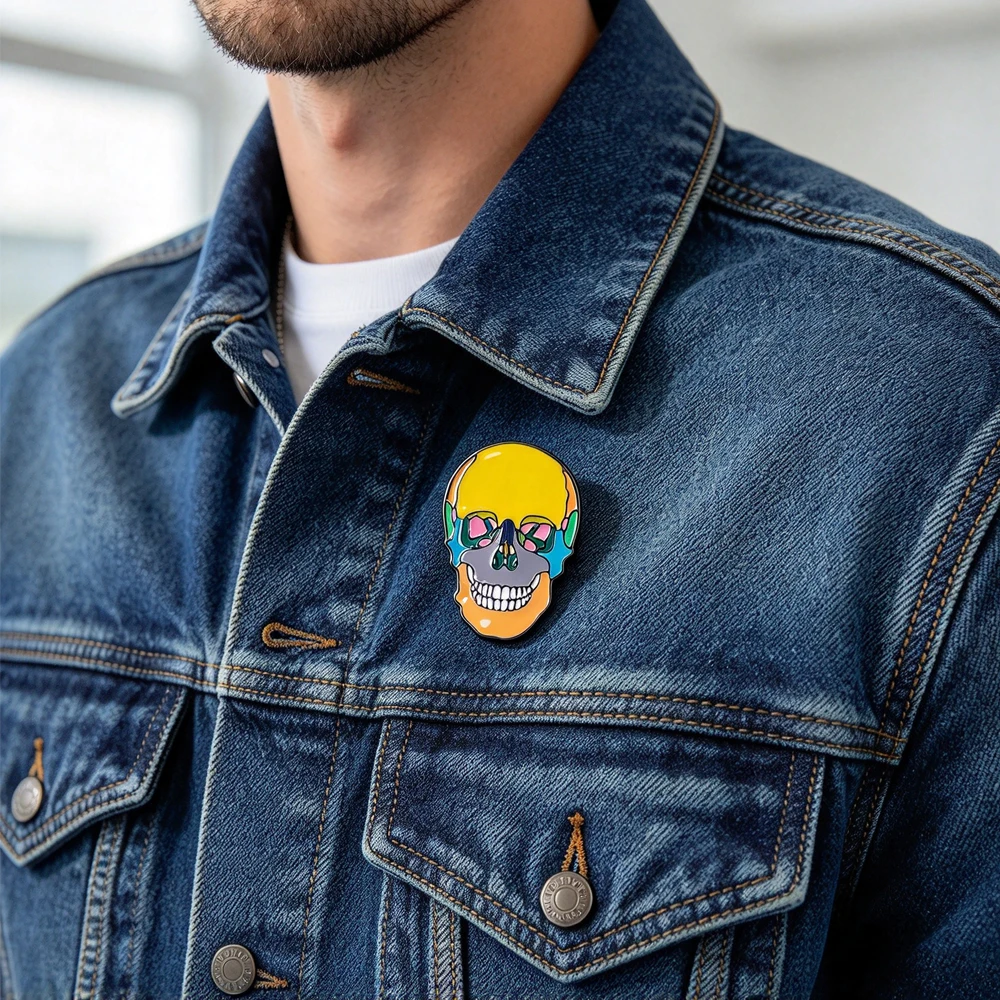 Medsor Colorful Head Skull Anatomy Enamel Brooch Pins Medicine Human Organs Badges Gift For Biology Doctor Nurse Student