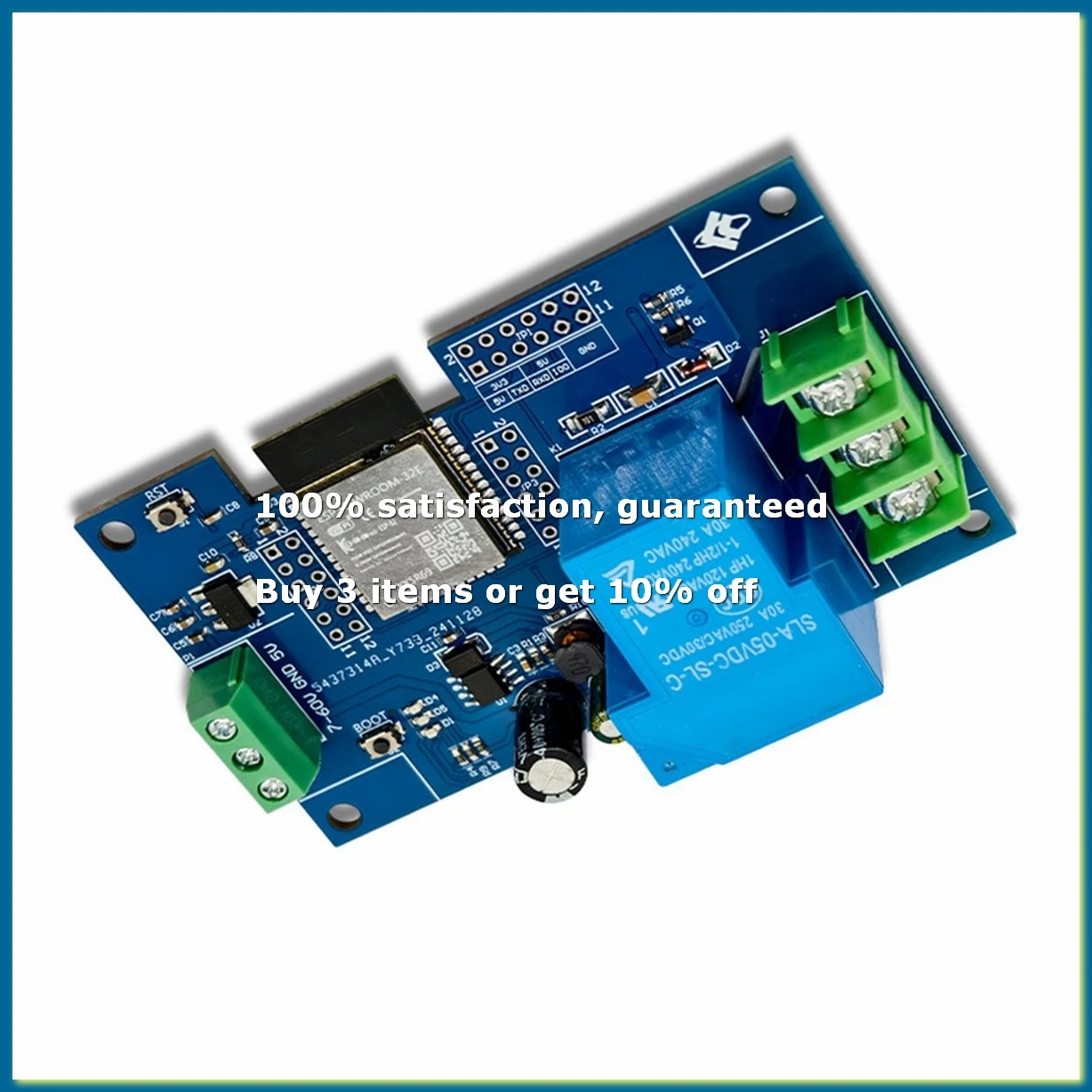 1-Channel WIFI Relay Module 30A ESP32-WROOM-32E Development Board Module for Smart Home Wireless Control DC7-28/5V-DTB3