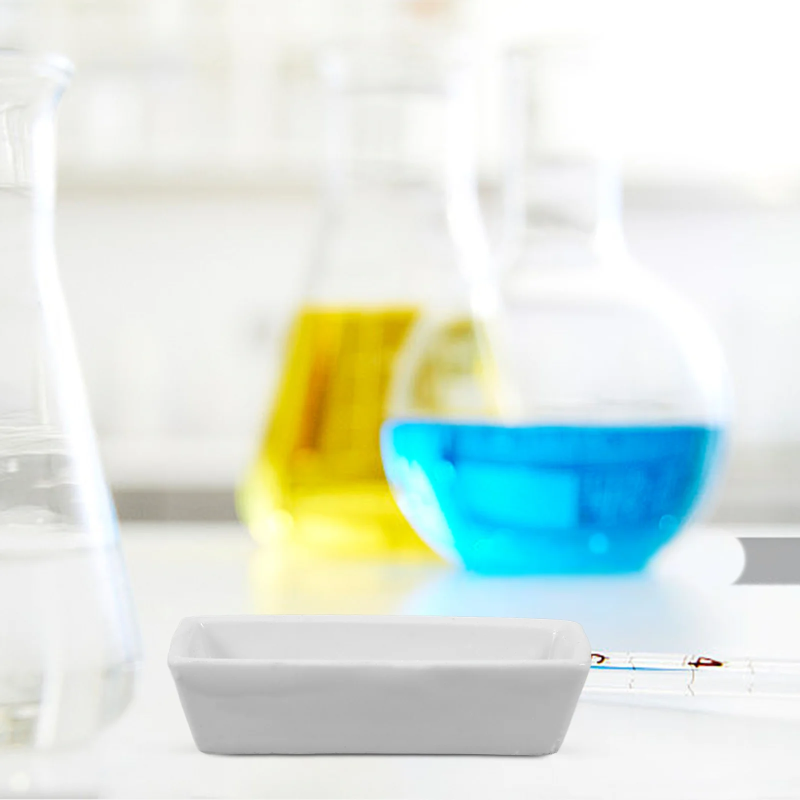 

10Pcs Laboratory Ceramic Burning Dish High Temp Resistant Weigh Boat Ceramic Crucible Dish Chemical Rectangular Burning Holder