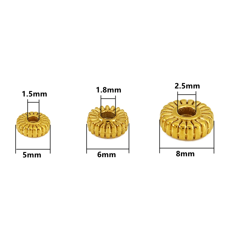 10pcs PVD Stainless Steel Gold Plated Round Wheel Gear Spacer Beads Daisy Flower Loose Bead for DIY Bracelets Making Accessories view 4