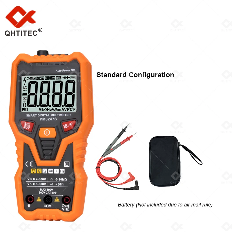 Интеллектуальный мультиметр QHTITEC PM8247S, Автоматический диапазон, профессиональный цифровой мультиметр Tster, инструмент для проверки напряжения NCV
