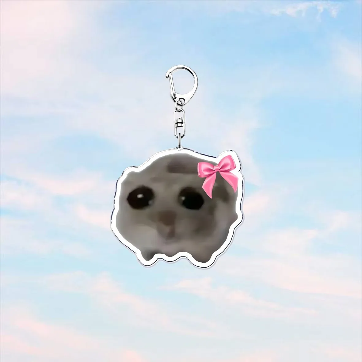 Cute Hamster Acrylic Bow Print Car Keychain Mobile Phone Chain Bag Decoration Tag