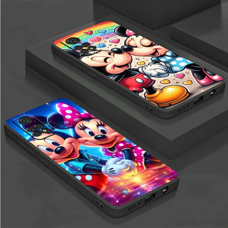 Case For Xiaomi Redmi Note 13 11 12 10 Pro 12C 9S 10C 8 9A 9C 12S 7 8T A1 Plus Silicone Black Phone Cover Love Mickey Minnie