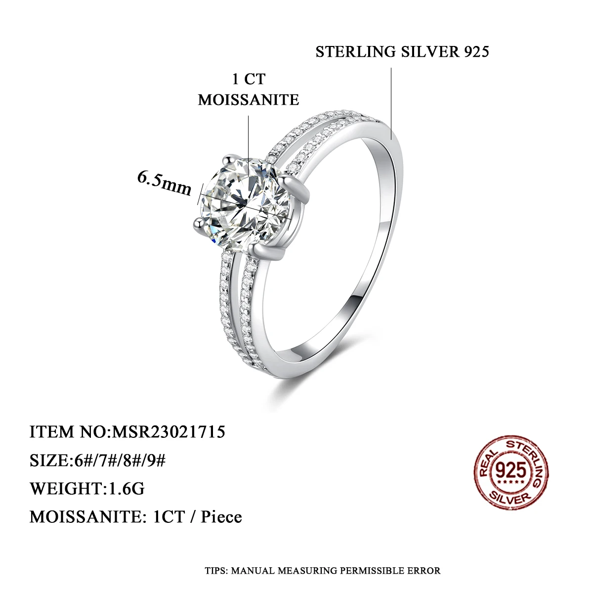 SP-LAM Moissanite New Eternal Ring 925 Sterling Silver Classic Design Elegant Engagement Gift Ring For Women Wedding Accessories