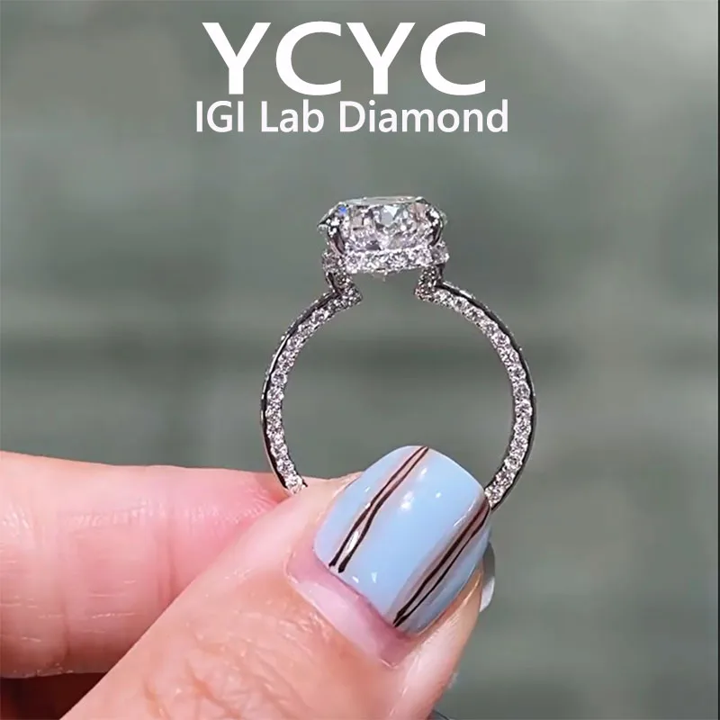 14K gold Ring Oval cut D VS Color IGI CVD Lab Grown Diamond Rings for Women Wedding Bride Jewelry fashion jewelry whole