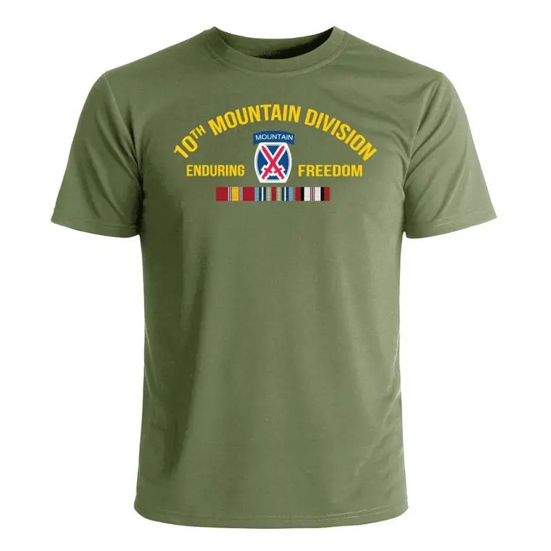 10th Mountain Division Enduring Freedom Veteran w Ribbons Officially Licensed T shirt
