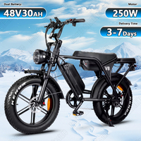 E-Bike OUXI-V8 250W Motor 48V30AH Dual Lithium Battery 20 Inch Beach Snow Electric Bike Smart Digital Screen Electric Bicycle