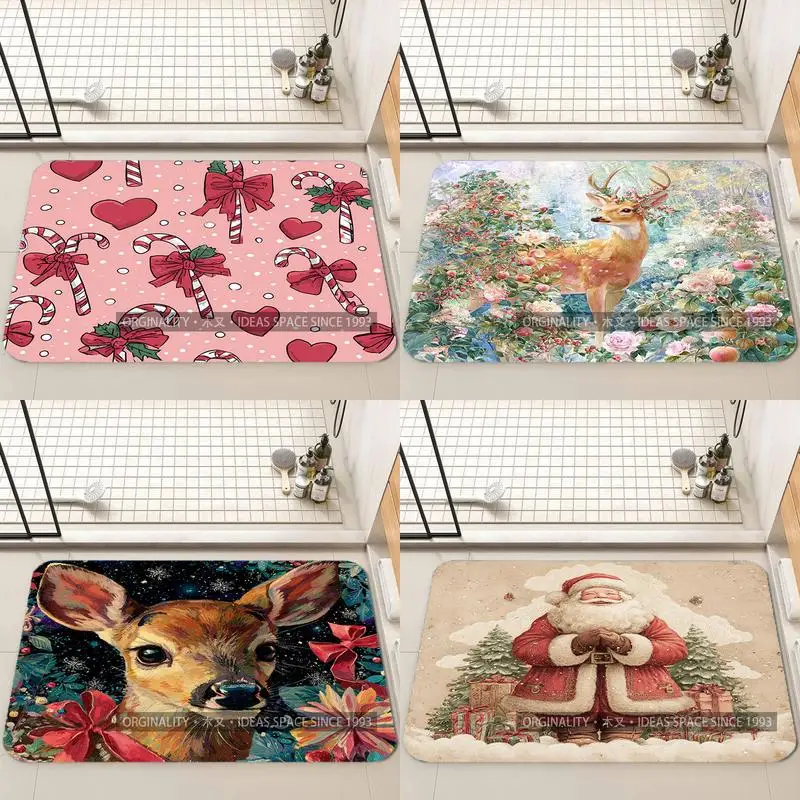 

Joyful Deer Christmas Mat Living Room Decoration Home Sofa Non-Slip Carpet Study Bedroom Tatami Children'S Soft Floor Mat