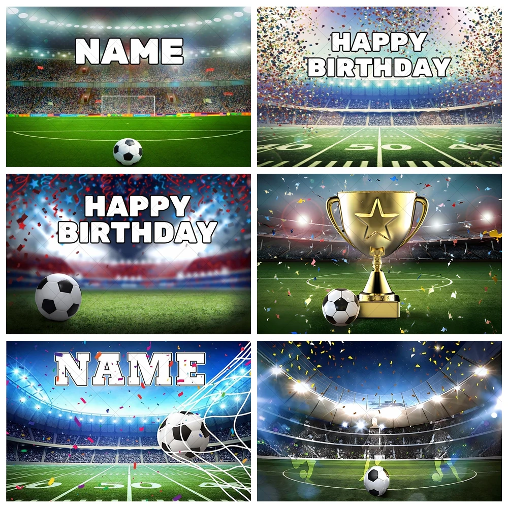 Soccer Field Backdrop Custom Child Birthday Party Decor Banner Football Sport Theme Portrait Photography Background Photo Studio