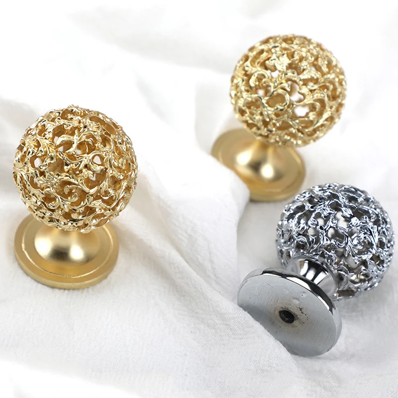 1 piece of exquisite metal hollow ball knob, polished zinc alloy drawer handle, suitable for dressers, cabinets, drawers