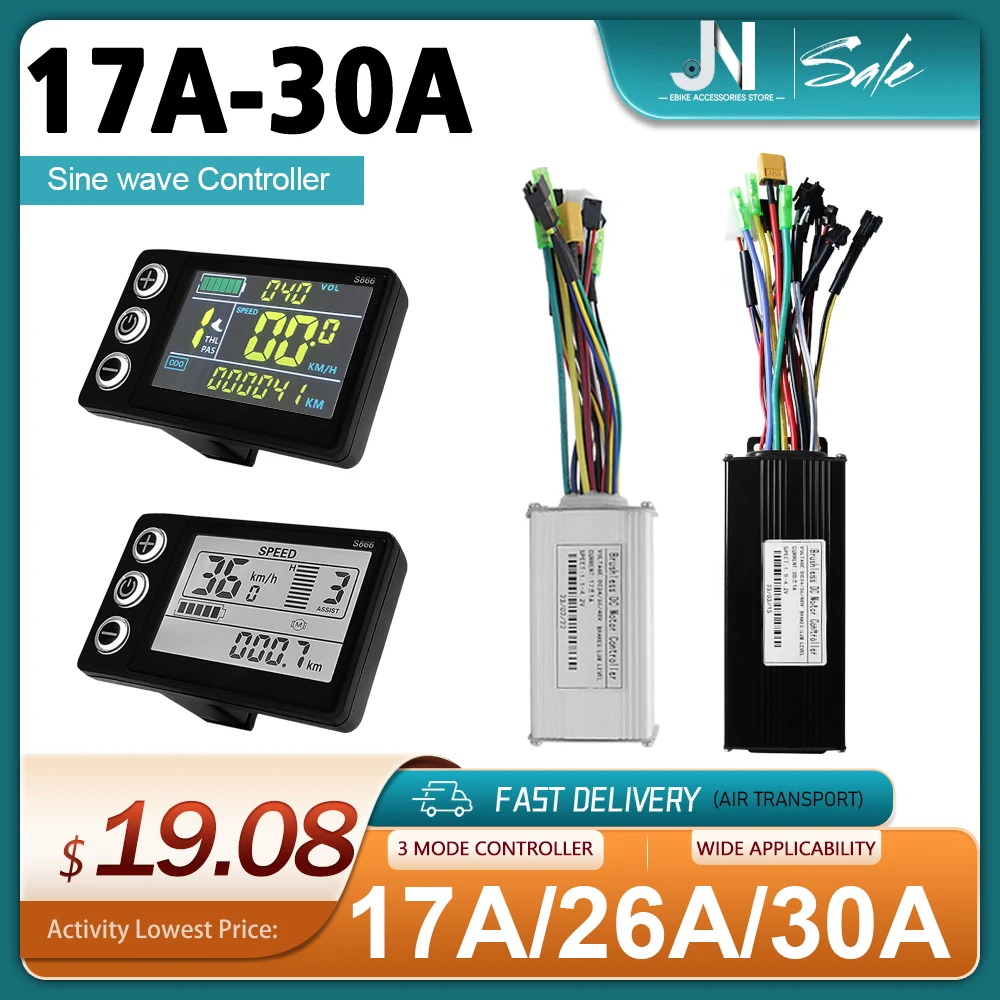 E-Bicycle 36V 48V17A/26A/30A Three-Mode Sine Wave With Learning Function Controller S866 Color LCD Display For 250W-1000W Motor