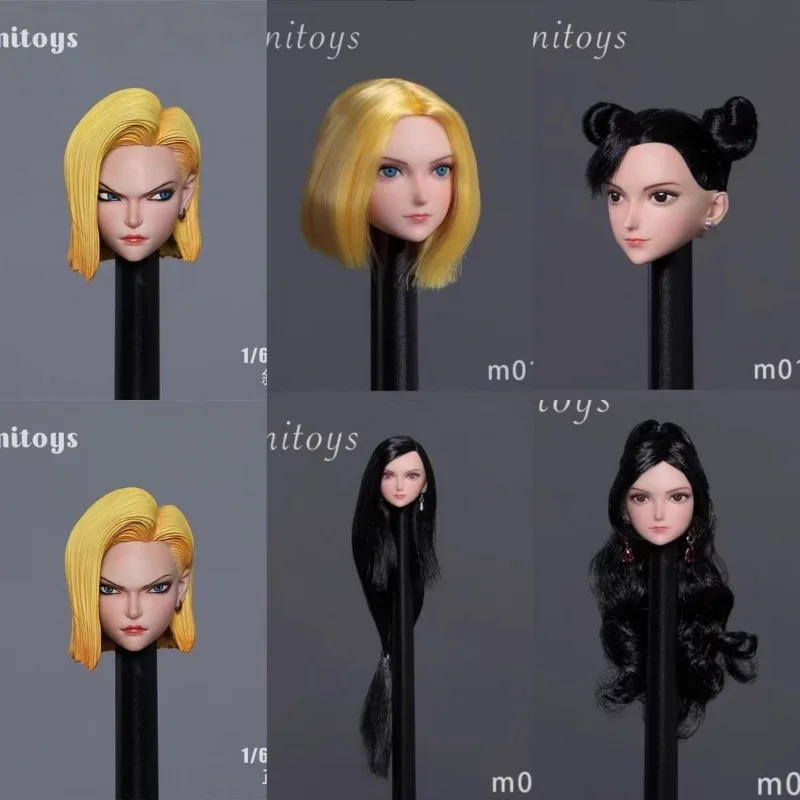 

M002 1/6 Scale Female Soldier Head Sculpt Beautiful Girl Head Carving Model for 12" Figures White Skin Doll Body
