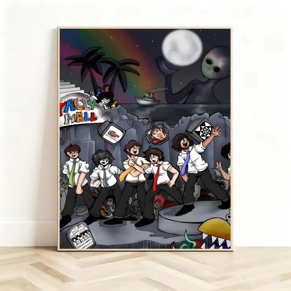 Quirky Band T-Tally Hall Poster Classic Self-Adhesive PP Wall Sticker for Living Room Bar Decor Gift