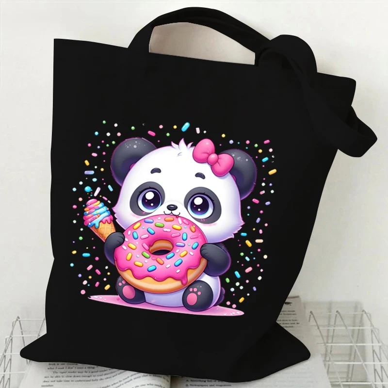 Sac fourre-tout imprimé de dessin animé pour femmes, sac à main en toile, sac à provisions pour étudiants, sac à main Y2K, KrasnoFunny, animal mignon, amoureux de la mode