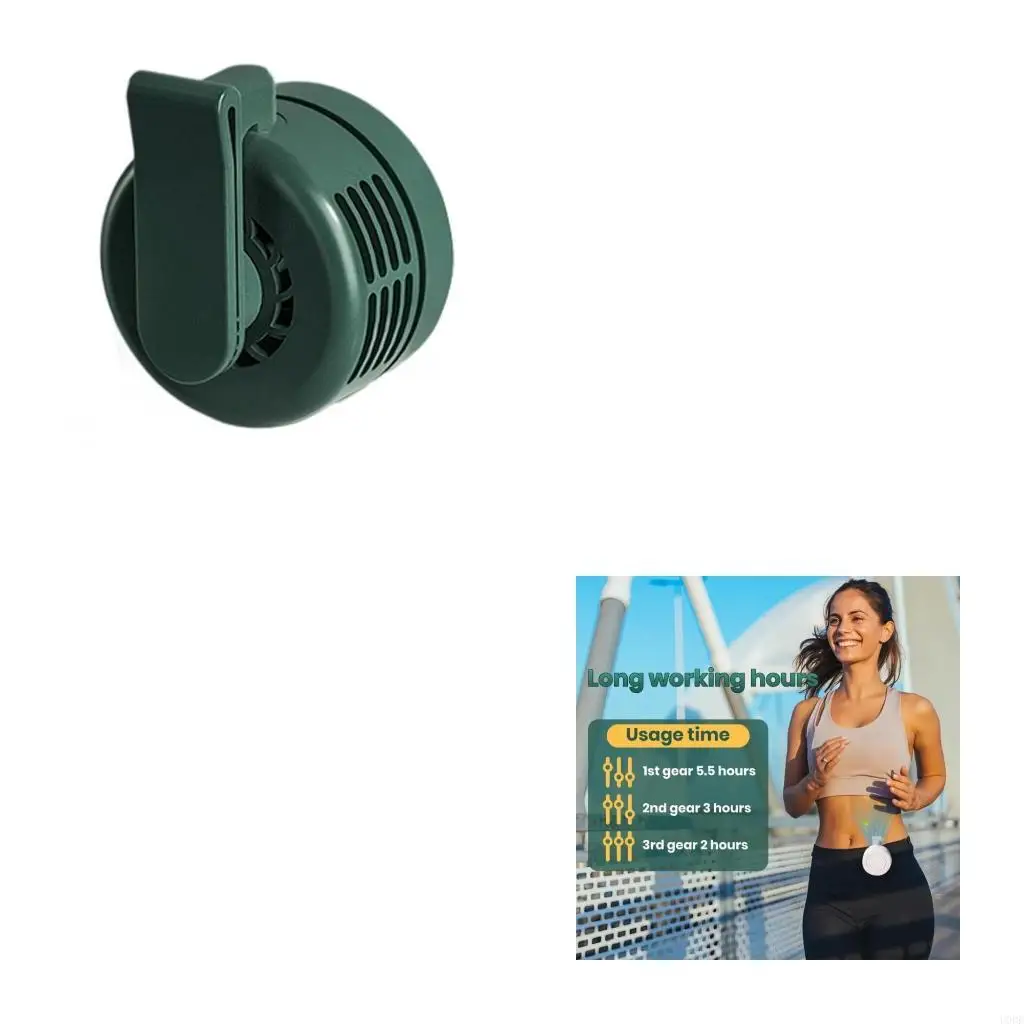 مشبك مروحة صغير محمول وهادئ بدون شفرات، مشبك تبريد صغير على المروحة، قابل للتعديل 3 سرعات، مروحة خصر للسفر في الهواء الطلق #1