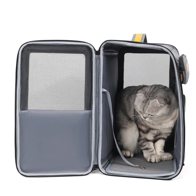 Mochila multifuncional respirável para animais de estimação, espaçosa, respirável, portátil, ventilada, confortável, grande capacidade, viagem, gatos e cães