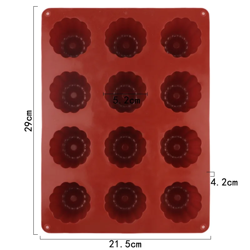 12‑Cavity Canele Silicone Mold French Dessert Mousse Pudding Chocolate Baking Mould