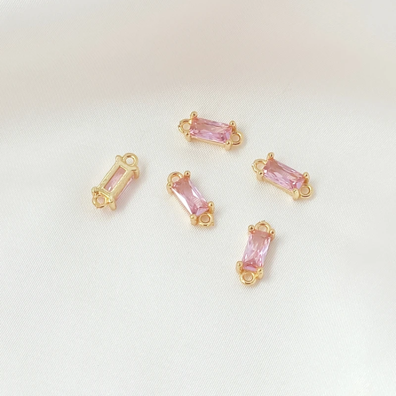 5 Pezzi Nuovo 14K Rame Placcato Oro Colore Zirconia Doppio Appeso Barra Lunga Piccolo Ciondolo Fatto A Mano Collana FAI DA TE Accessori di Gioielli