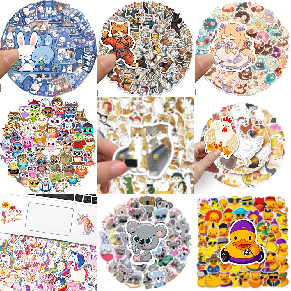 10/30/50PCS Popular Little Animals Stickers Series Creative Little Yellow Duck Graffiti Laptop Luggage Car Decoration Wholesale