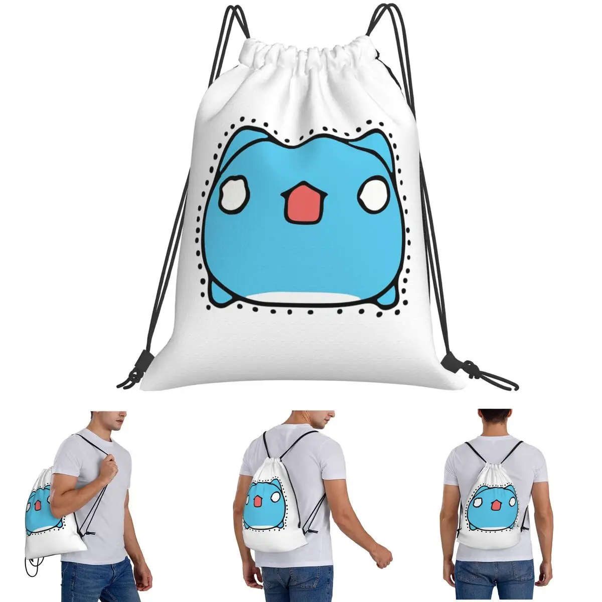 コミックキャットバグキャットバグキャットバックパックファッションポータブル巾着バッグスポーツバッグブックバッグ男性女性学生用