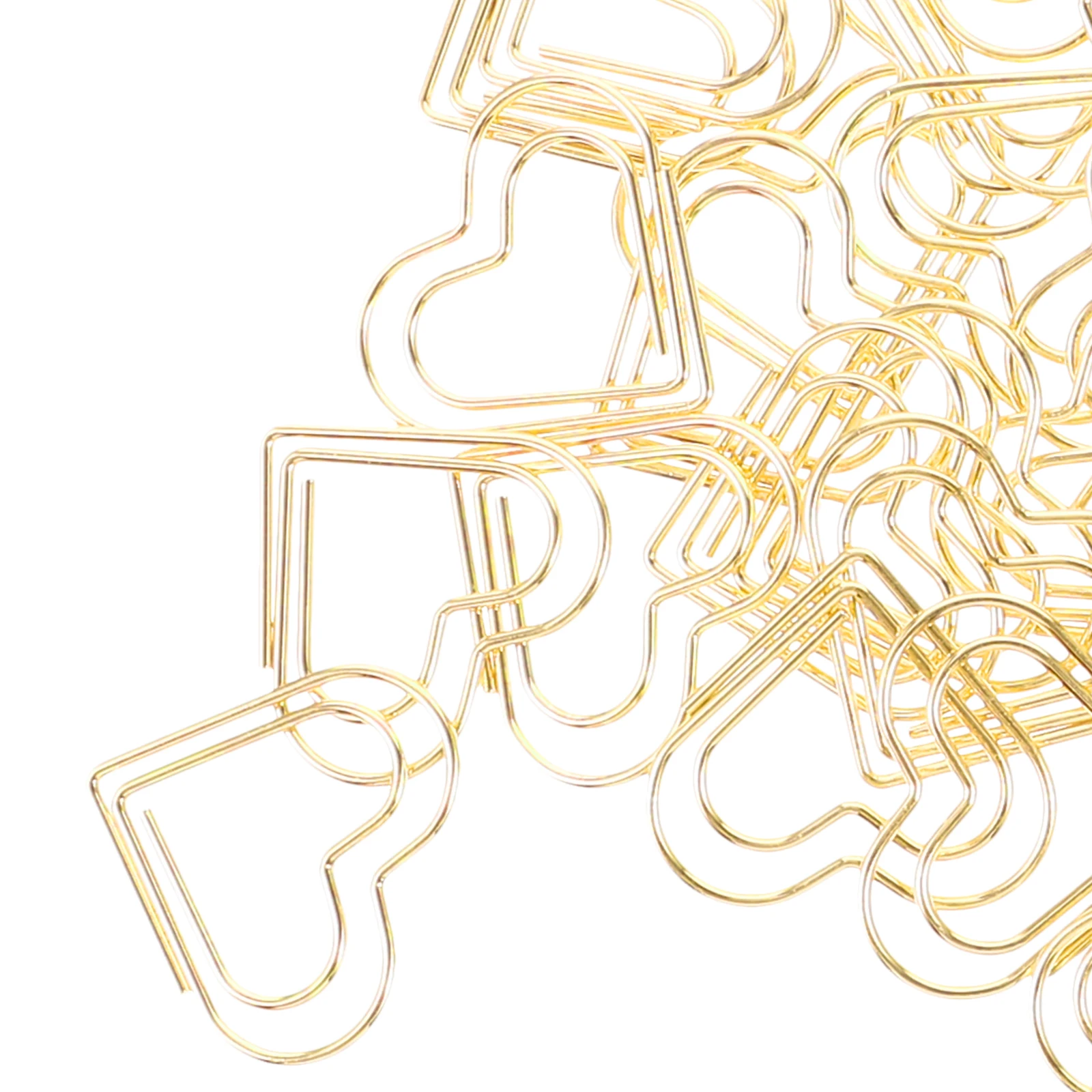 100 Uds Clips de papel en forma de corazón Clips de Metal para documentos suministros de papelería creativos accesorios de escritorio encuadernación de oficina de oro rosa
