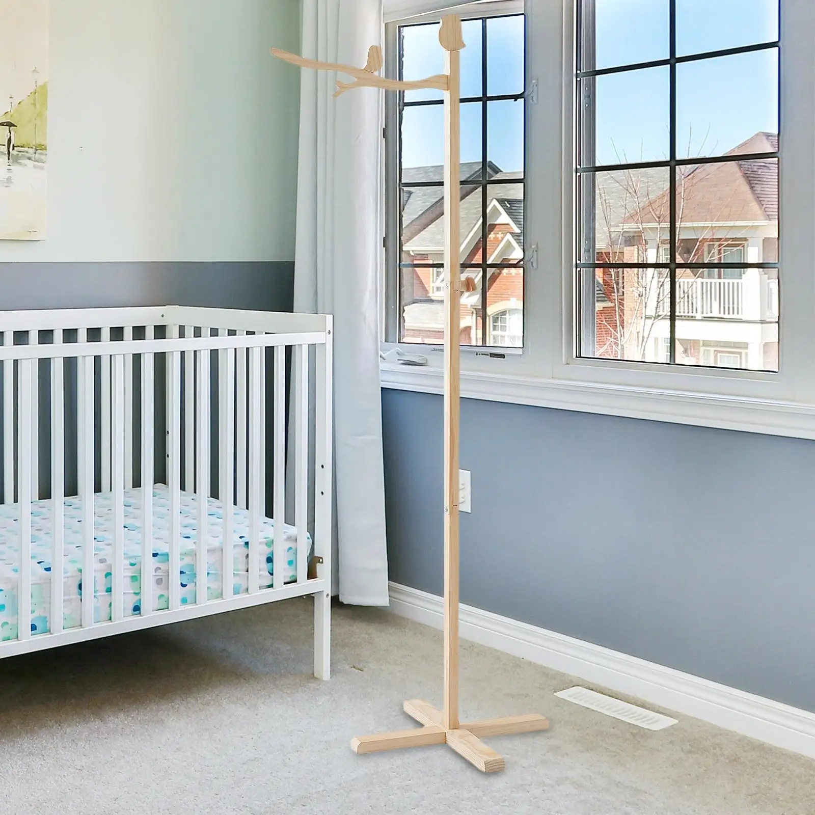 Baby Mobile Holder Arm Wooden Crib Mobile Arm,Floor Standing,DIY Rack Movable Baby Mobile Hanger for Boys Girls Bedroom