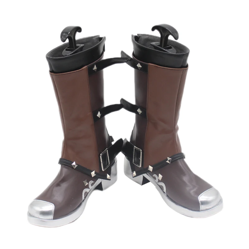 LOL Arcane Temporada 2 Jinx Cosplay Zapatos de disfraz Botas de piel sintética hechas a mano marrones