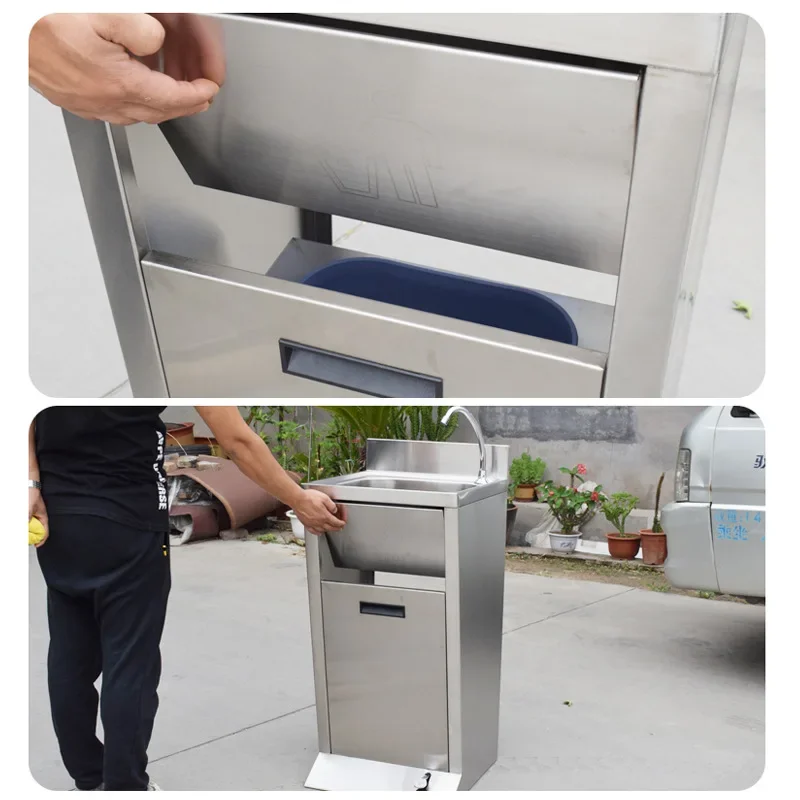 Stainless steel wash basin clean room purification factory workshop pedal sink food factory disinfection pedal single tank sink
