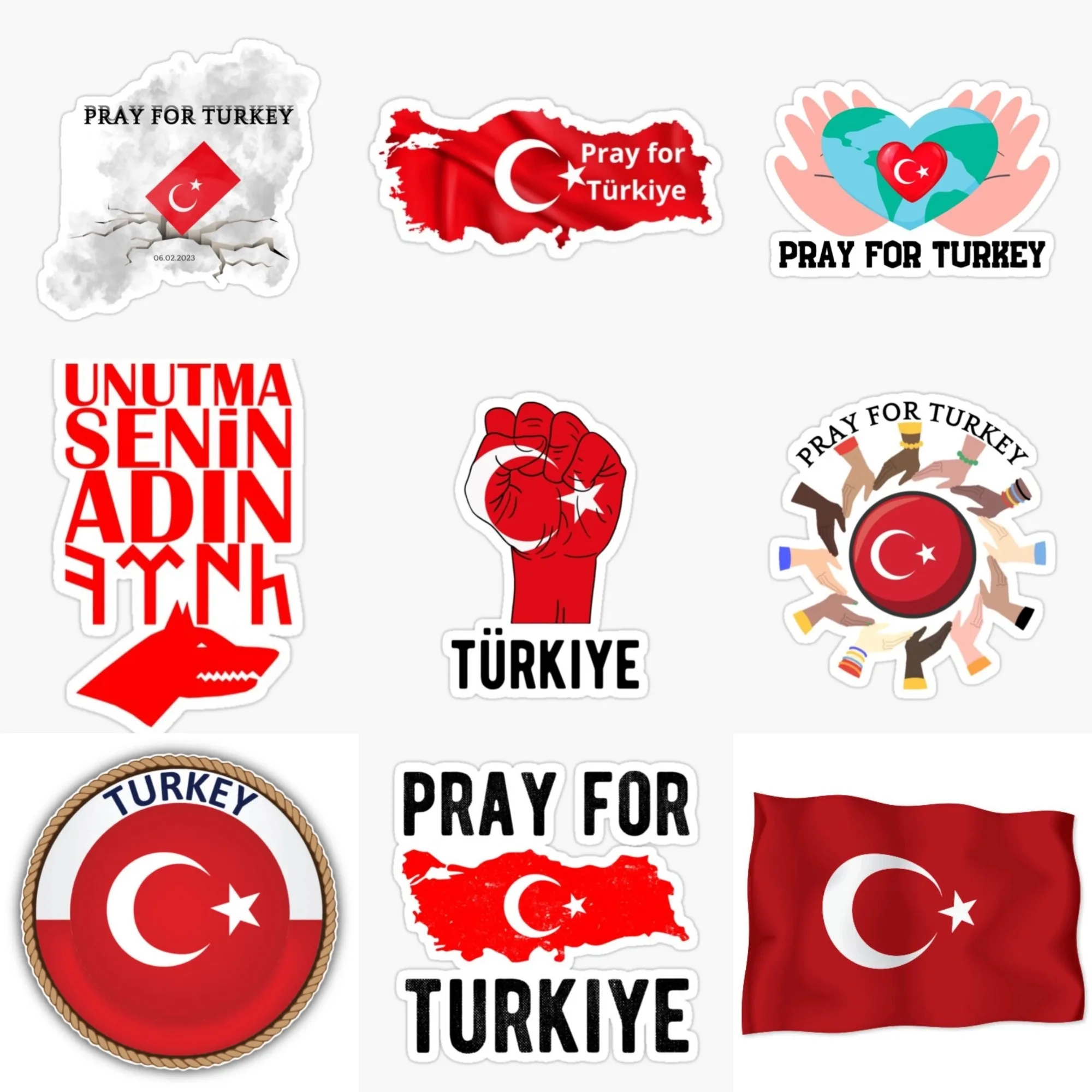 Turkey Flag Map Wolf Moon Creative PVC Waterproof Sticker for Decoration Car Van Bicycle Helmet Fridge Wall Decal Accessories